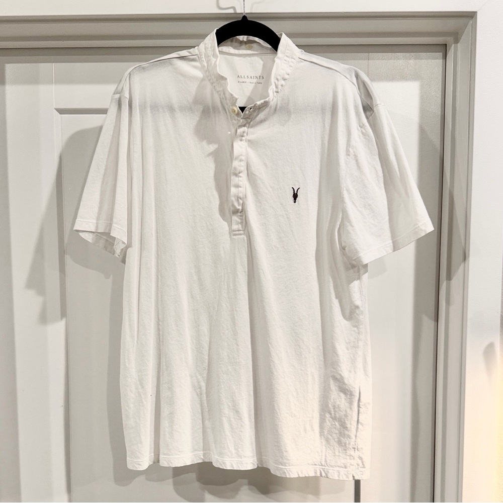 All Saints reverse collar White Polo Shirt for Men